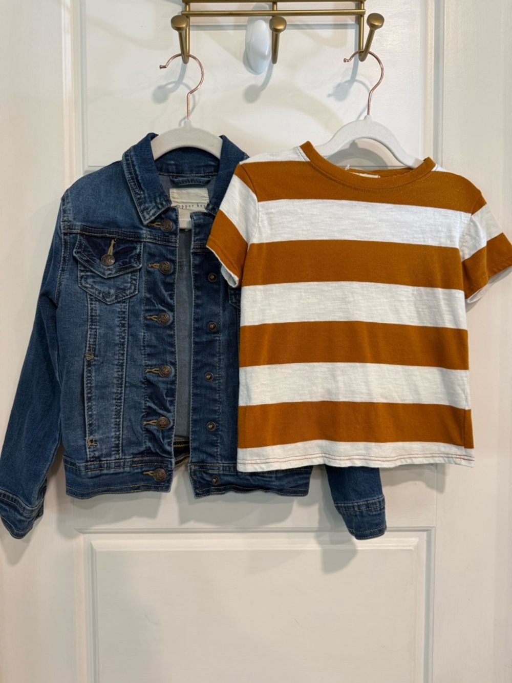 Copper Key Toddler Outfit Bundle Denim Jacket & Striped Tee 3T 4